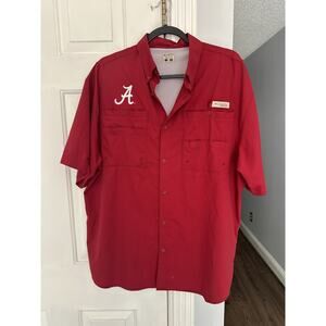 Men’s Columbia PFG Alabama Crimson Tide Tamiami Short Sleeve Shirt Large READ